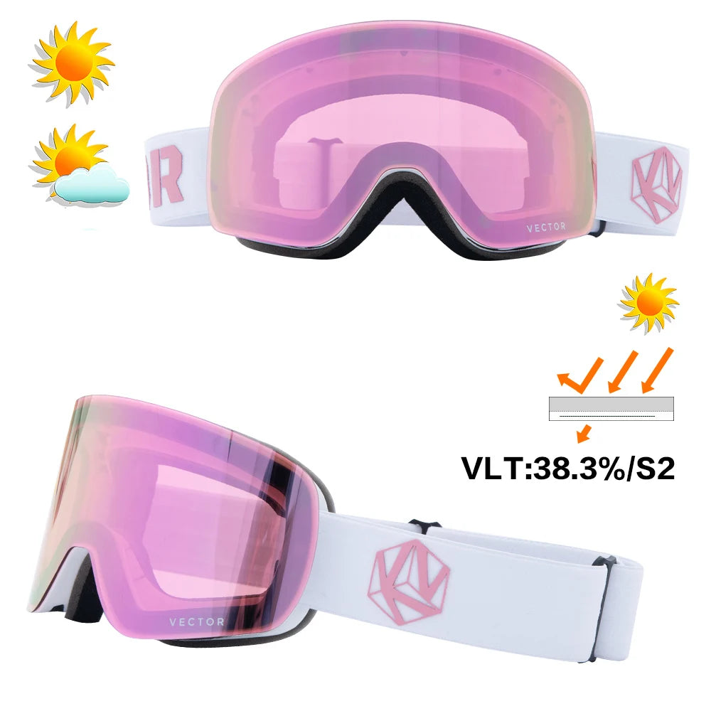 Maschera da sci OTG unisex, occhiali cilindrici anti-appannamento UV400 adulti