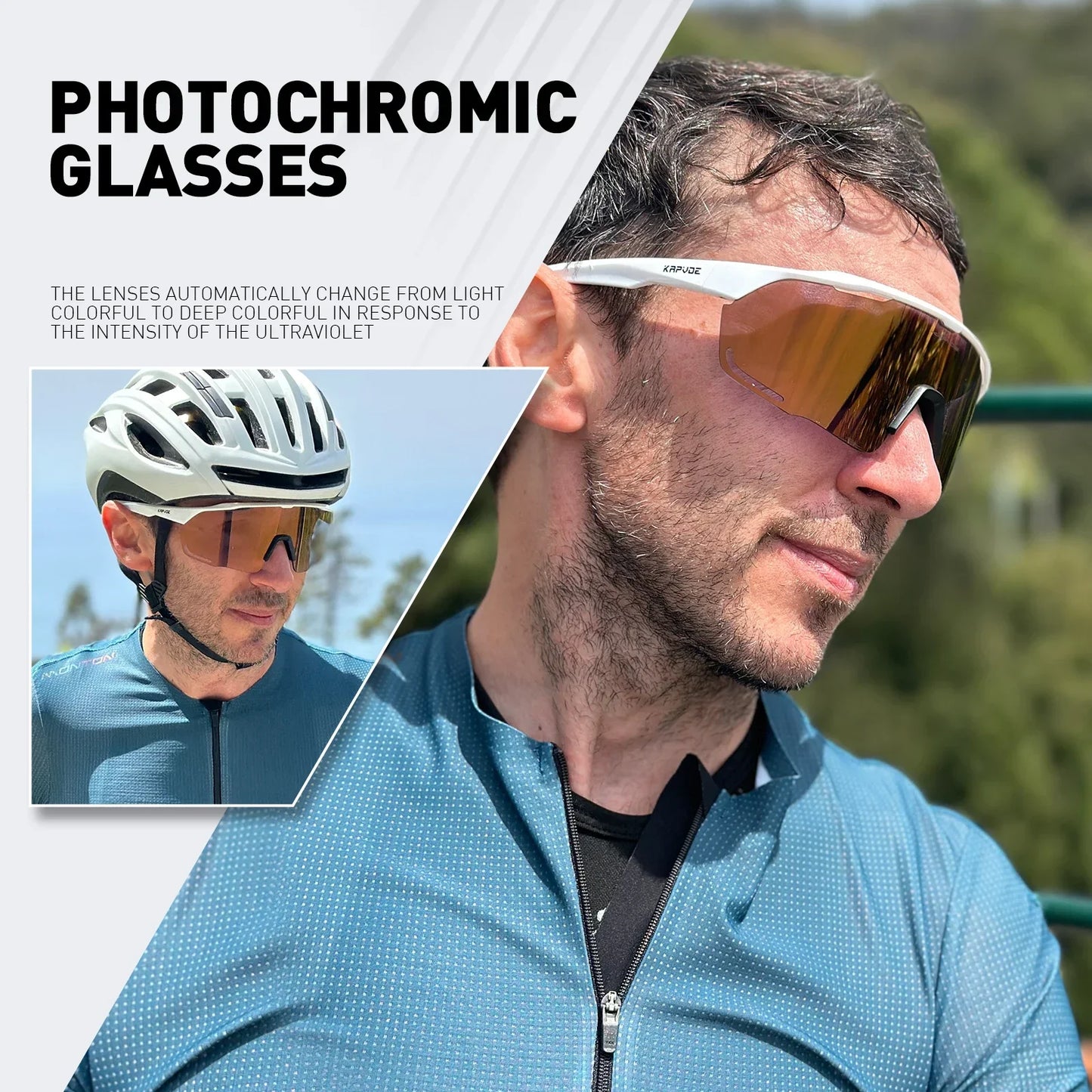 Occhiali photochromic KAPVOE per uomo e donna, per ciclismo e corsa all'aperto