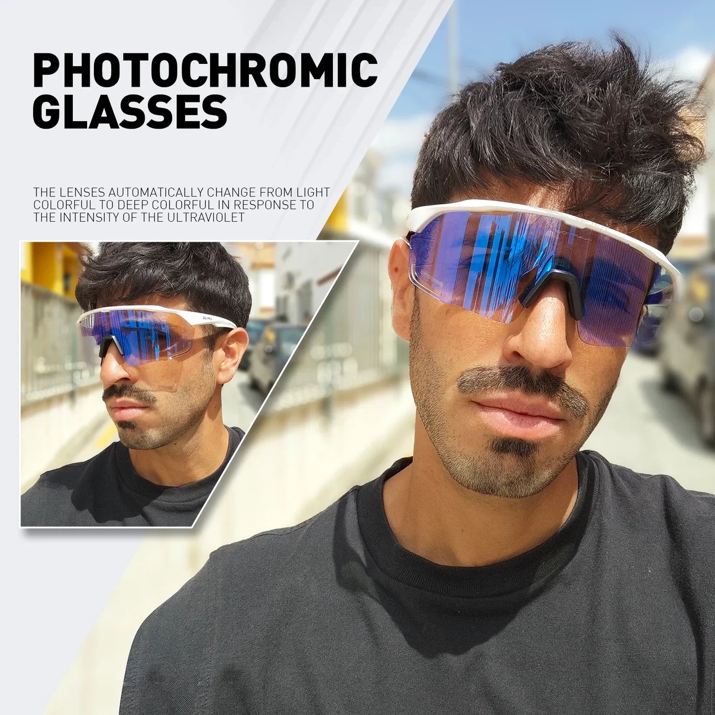 Occhiali photochromic KAPVOE per uomo e donna, per ciclismo e corsa all'aperto