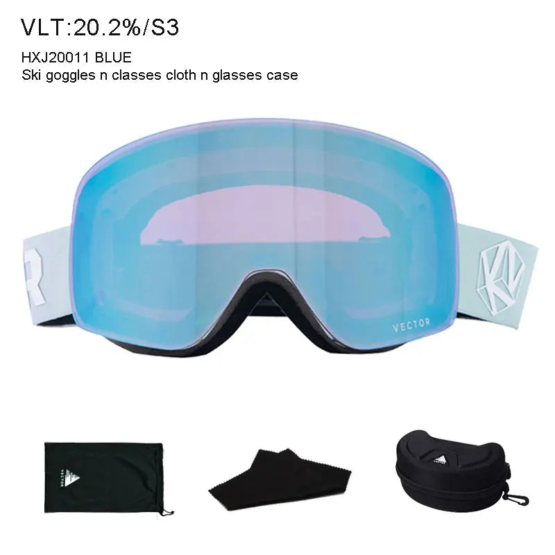 Maschera da sci OTG unisex, occhiali cilindrici anti-appannamento UV400 adulti