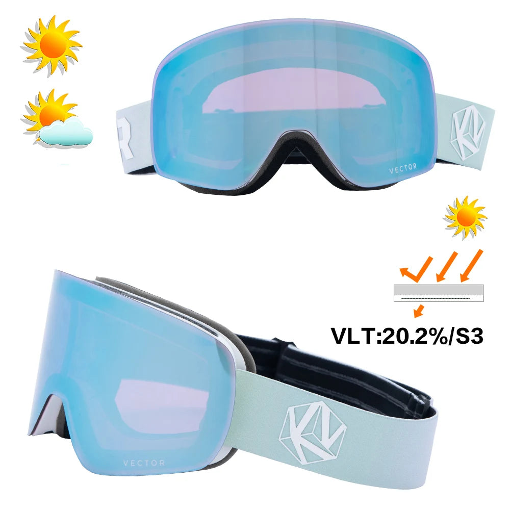 Maschera da sci OTG unisex, occhiali cilindrici anti-appannamento UV400 adulti