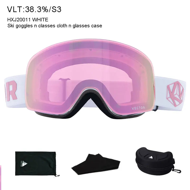 Maschera da sci OTG unisex, occhiali cilindrici anti-appannamento UV400 adulti