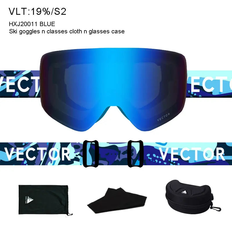 Maschera da sci OTG unisex, occhiali cilindrici anti-appannamento UV400 adulti